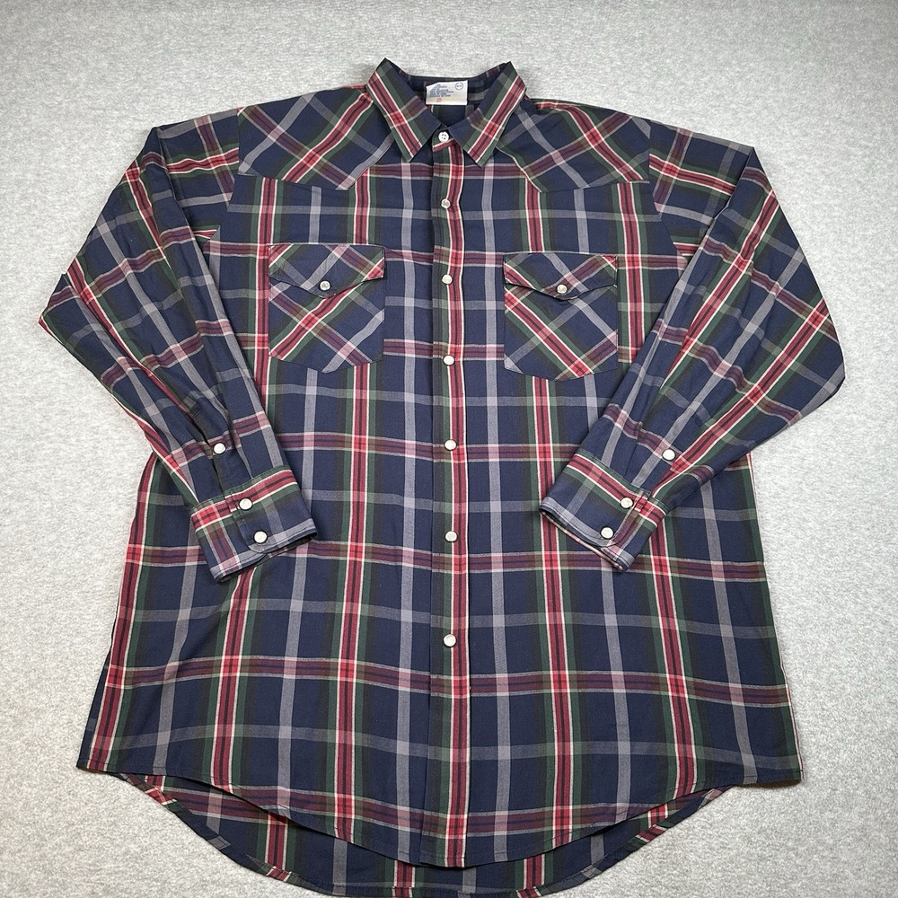 Toro Vintage Plaid Western-Style Shirt Mens L Poly-Cotton Blend 80s/90s NOTE